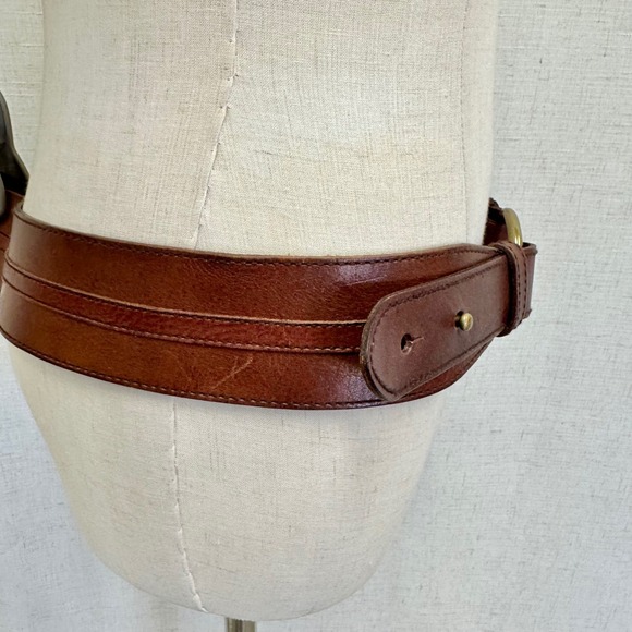 Ralph Lauren Brown Leather O Ring Belt Genuine Leather Size Medium - Picture 5 of 13